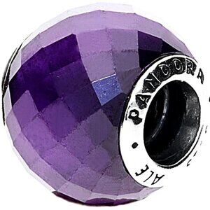NWOT Pandora Sterling Silver Petite Facets Charm in Purple 791499ACZ